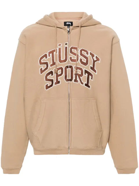 Stüssy logo-embroidered zip-up hoodie