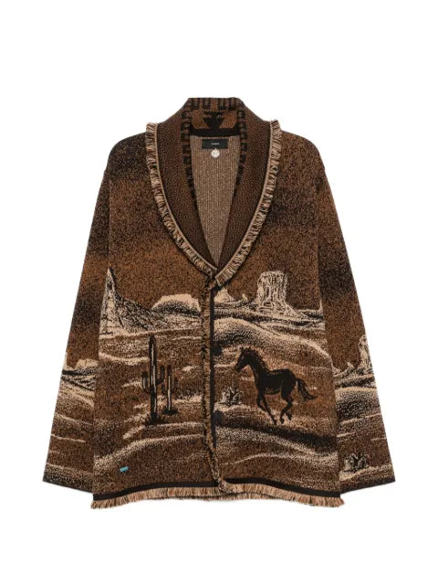 Alanui landscape-pattern fringed jacket