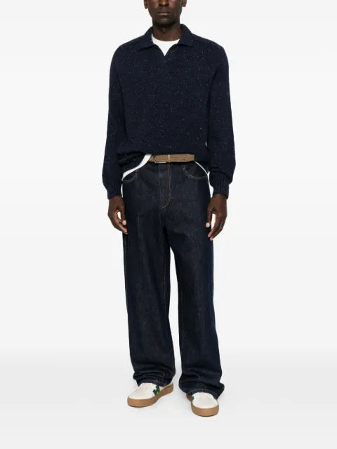 SCAGLIONE flecked polo-collar sweater
