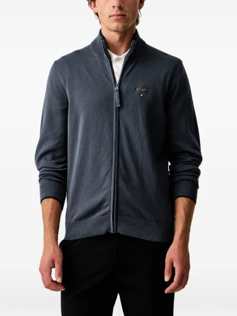 Aeronautica Militare logo-embroidered zip-up cardigan