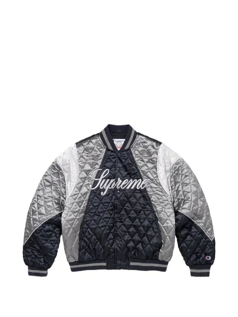 Supreme x Champion quilted satin varsity jacket