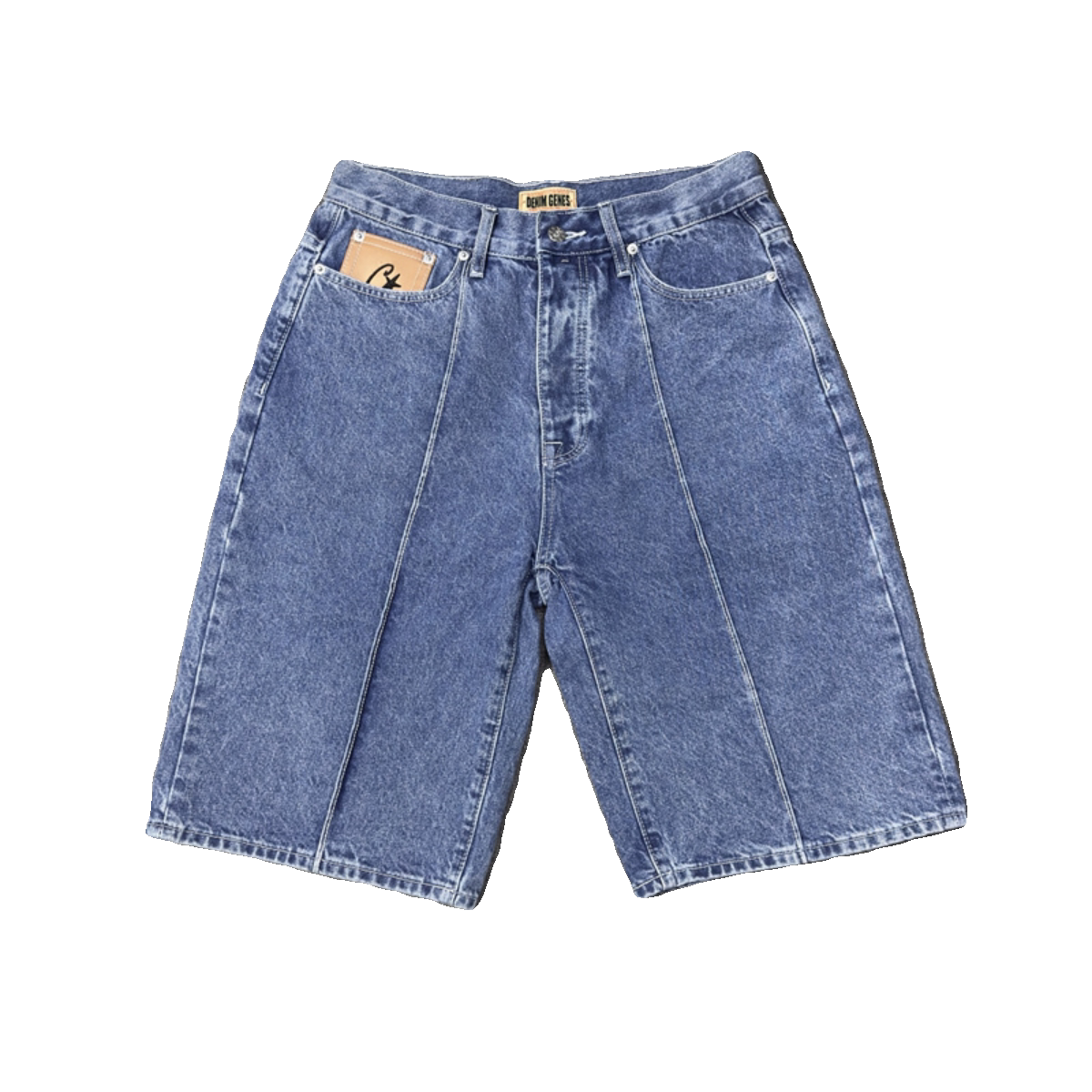 Corteiz Denim Genes Wide-Leg Denim Shorts – Indigo Blue