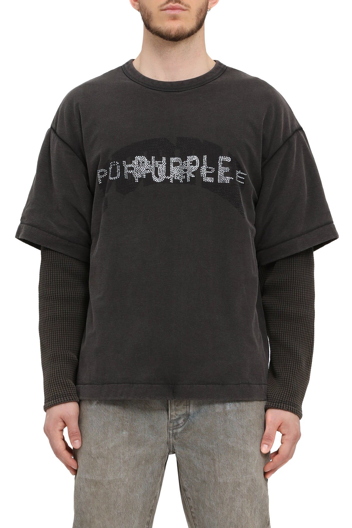 Purple Brand Textured Jersey Long Sleeve Padded Tee