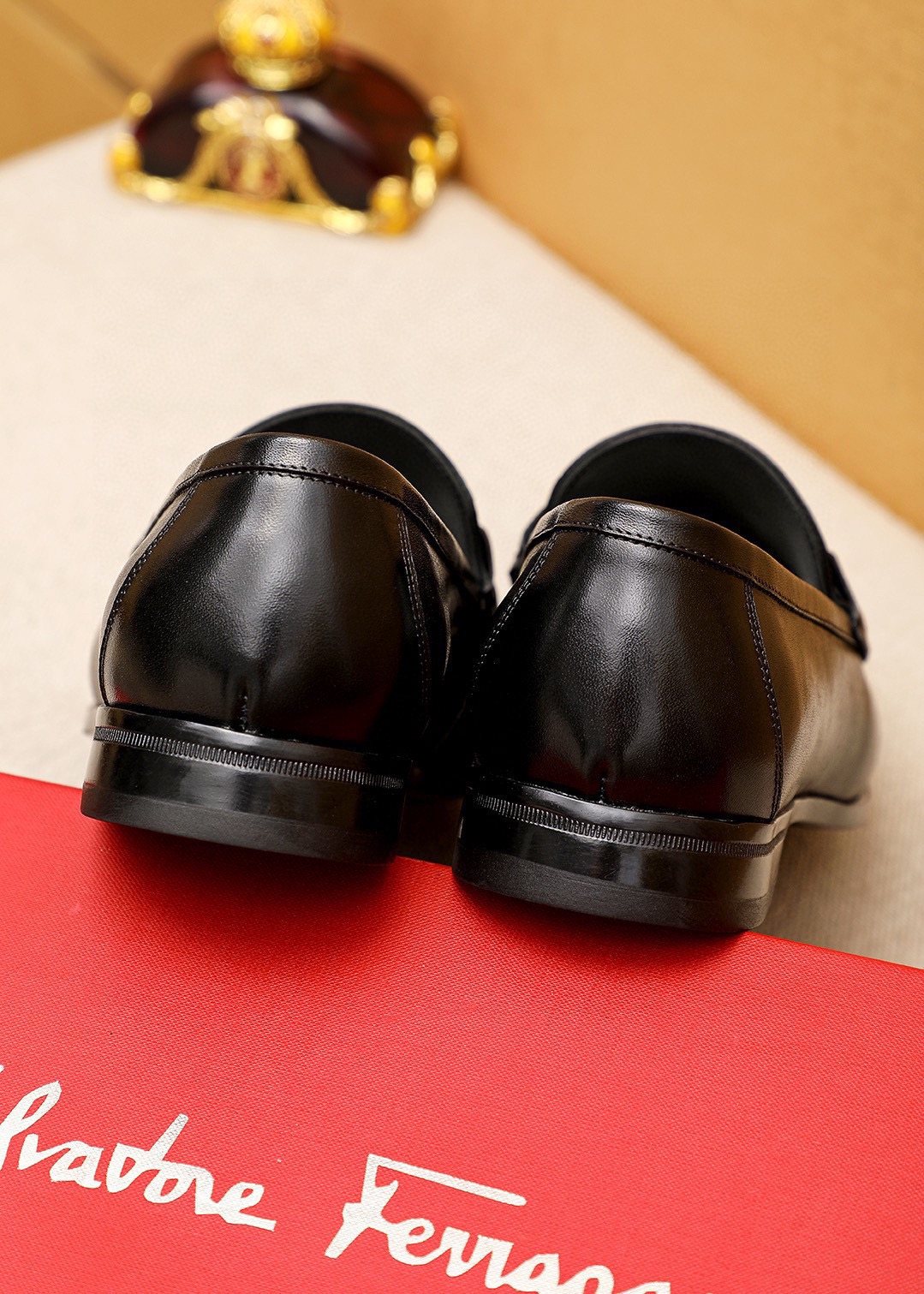 Ferragamo Black Metal-Hardware Loafers - Rubber Outsole