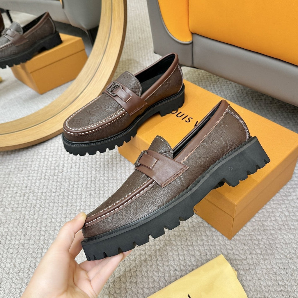 Louis Vuitton Men's Embossed Lug Sole Loafers