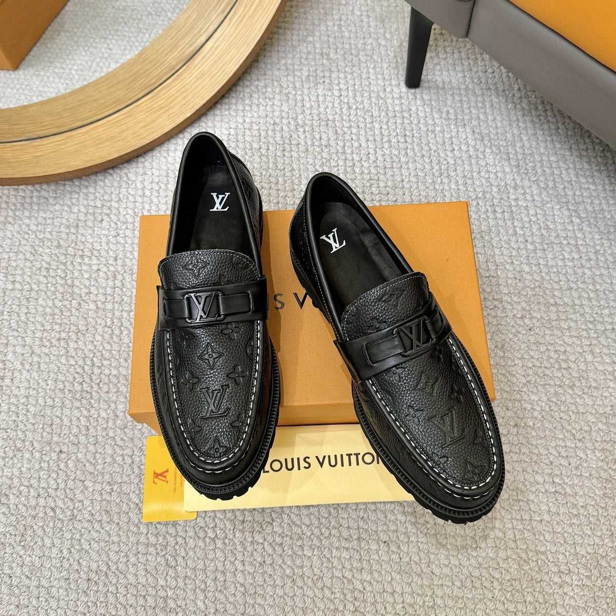Louis Vuitton Men's Embossed Lug Sole Loafers