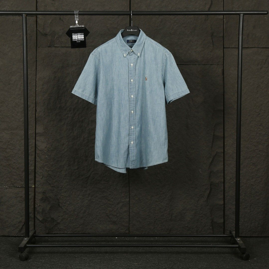 Ralph Lauren Slub Denim Short-Sleeve Button-Up Shirt