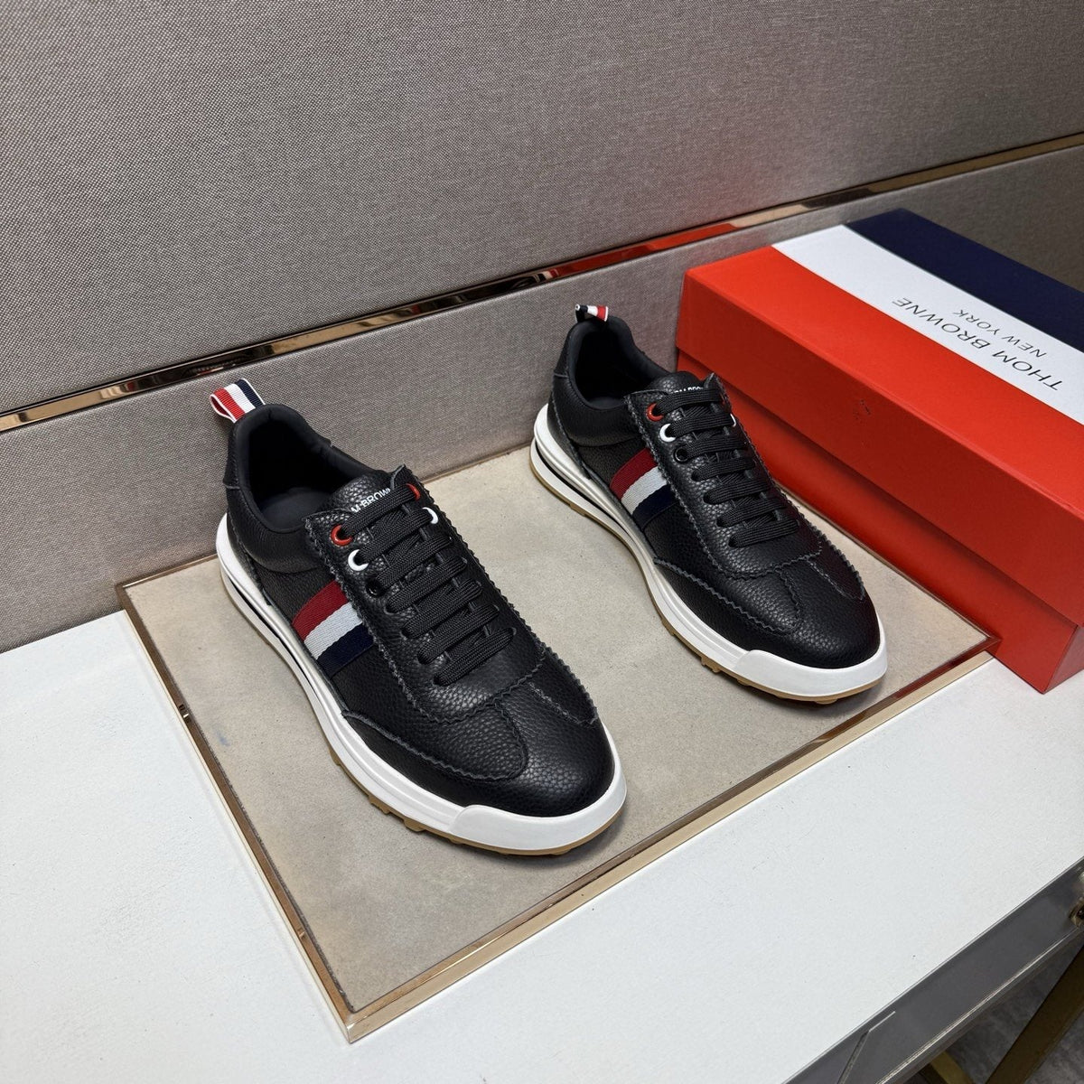 Thom Browne Men's Stripe Low-Top Sneakers