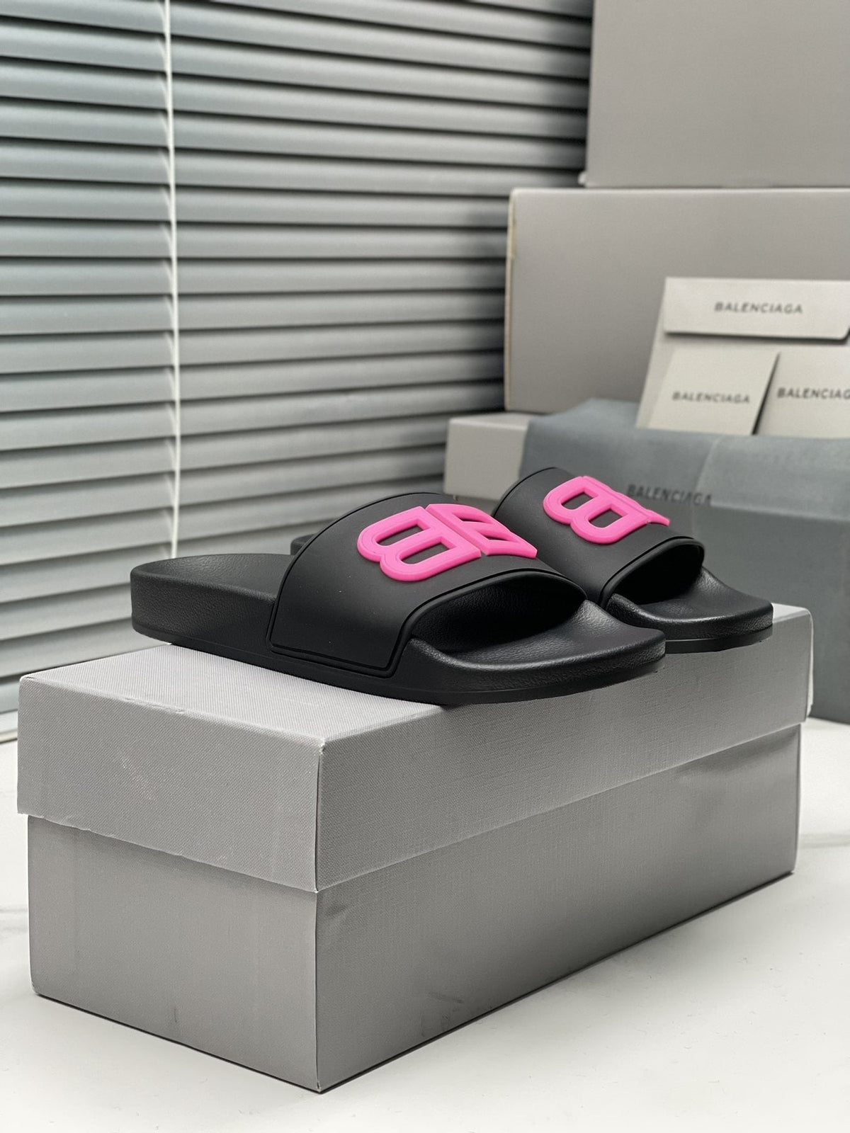 Balenciaga Raised Motif Slide Sandals