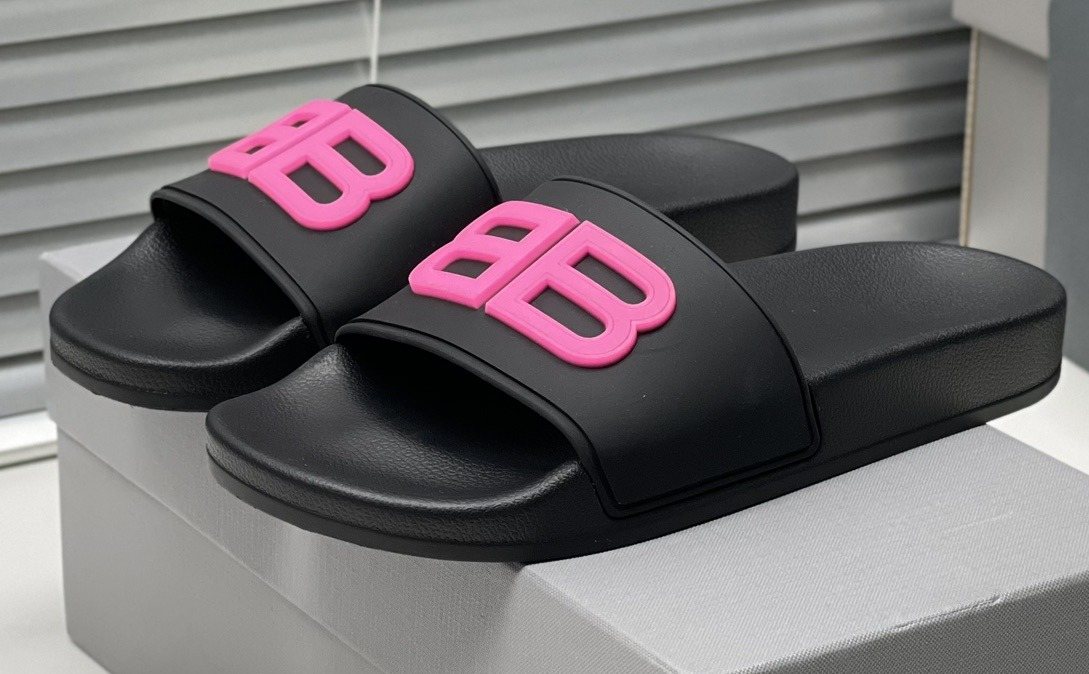 Balenciaga Raised Motif Slide Sandals